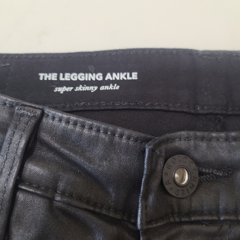 AG The Legging Ankle Super Skinny Black Coated Jeans Size 25 - Picture 3 of 15